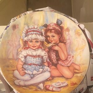 Vintage Decorative Plate with Children Illustration
